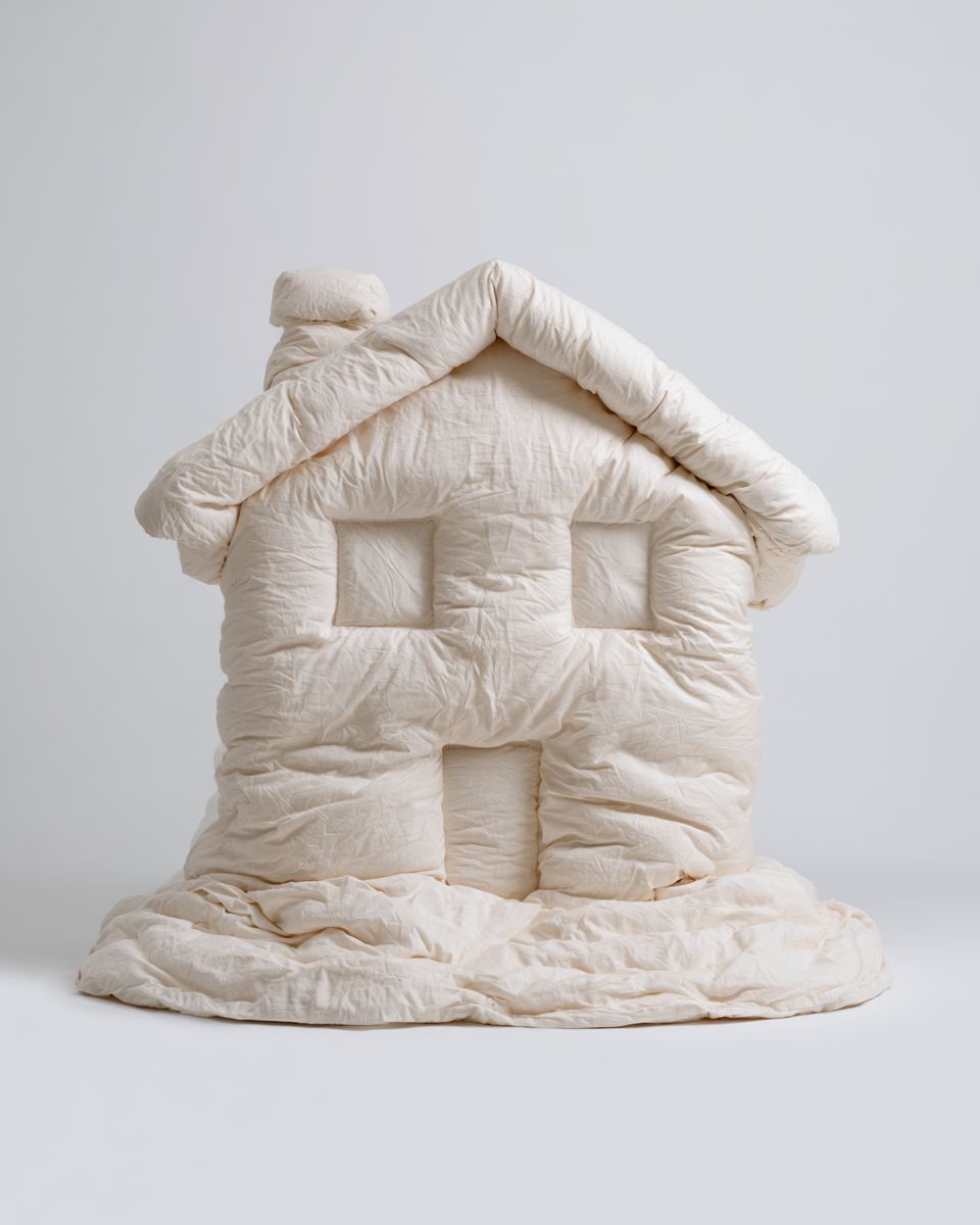 house, quilted fabric, full front